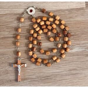 Vintage Christian Religious Olive Wood Rosary Beads from the Holy Land